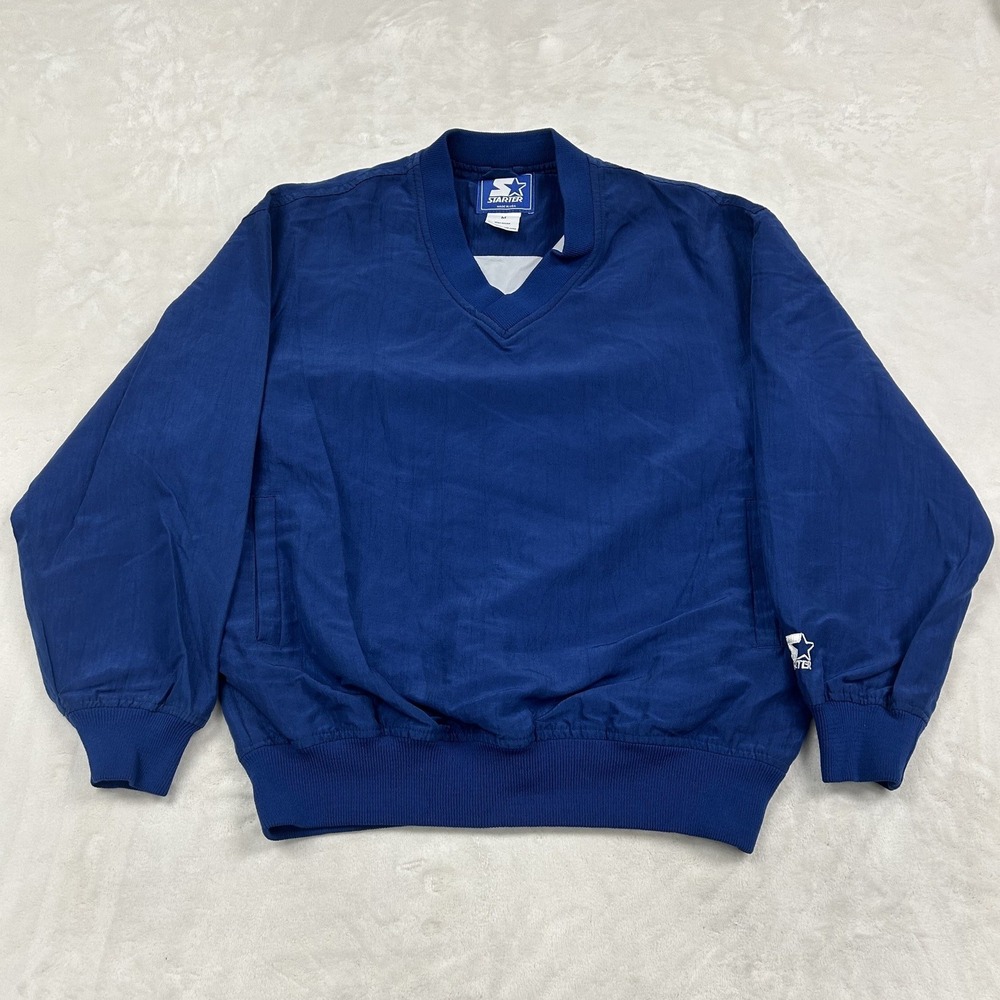 Starter Windbreaker Pullover Mens Medium Blue Vintage V-Neck Nylon Jacket USA